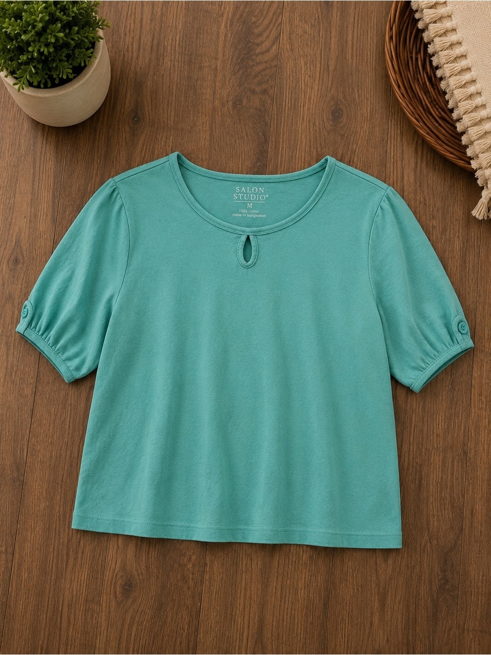 Stylish Teal Short Sleeve 100% Cotton Women's Tee